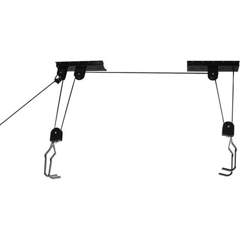 EASYCOMFORT Support de vélo au plafond 20 kg - Porte-vélo suspendu hauteur max 4m avec crochets caoutchoutés et mécanisme de verrouillage (1/5)
