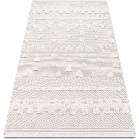 Teppich ÖKO SISAL MOROC 22321 Dreiecke, Zickzack boho Franse - strukturell beige / creme beige 117x170 cm