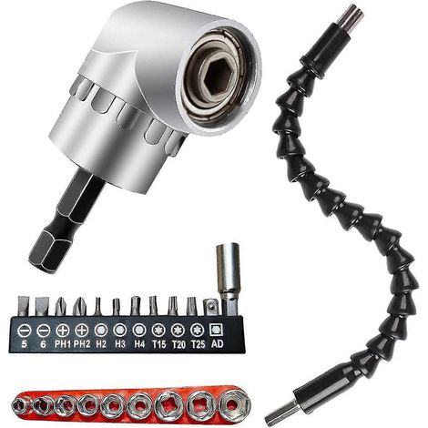 Rallonge flexible pour perceuse, 12 tiges universelles pour embouts de tournevis, tige hexagonale d'environ 6,35 mm (1/4"), 9 clés à douille, connecteurs pour rallonge de tournevis (1/4)