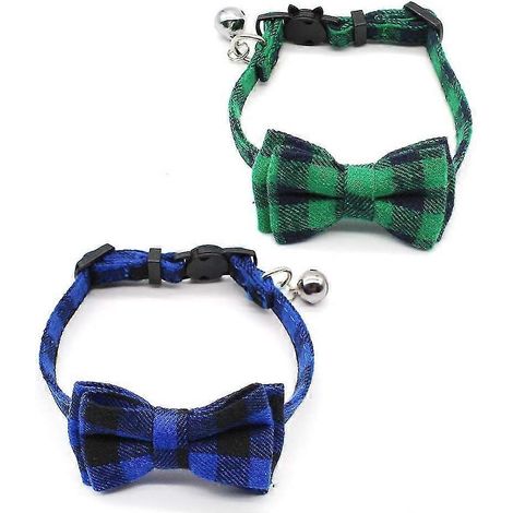 Katzenhalsband, 2er-Set, mit Glöckchen und Sicherheitsverschluss, verstellbar von 7,8 bis 10,5 cm (1/3)