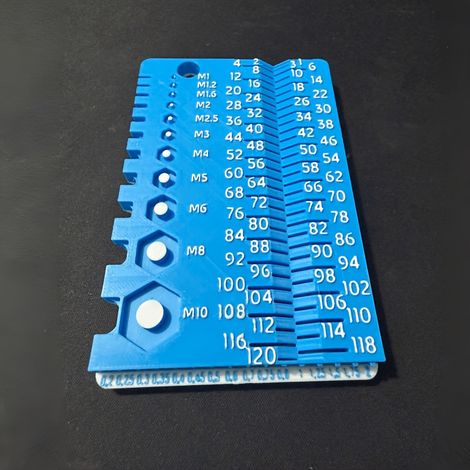 Outil de mesure de boulons, écrous et vis (1 pièce), adapté aux spécifications M1-M10, outil auxiliaire portable, outil de mesure nécessaire dans le studio, petit cadeau pour les hommes. (1/4)