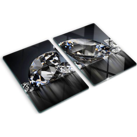 Planche de cuisine, couvre plaque, verre planche découper, verre trempé – 2 x 40 x 52 cm - Diamants (1/5)