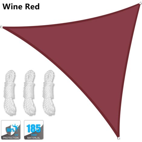 (Rouge foncé, 250 x 250 x 250 cm) Auvent triangulaire imperméable, pergola extérieure, voile d'ombrage pour terrasse de jardin et piscine (1/5)