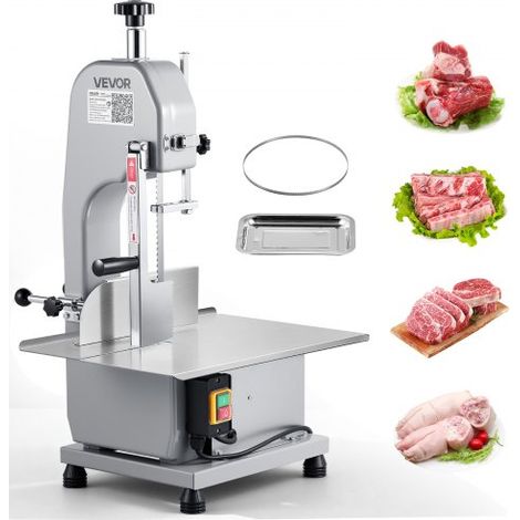 Scie à os de boucher électrique commerciale, scie à ruban de comptoir pour os 650 W, scie pour viande et os congelés, table 415 x 483 mm, épaisseur de max 110 mm pour supermarché, restaurant (1/4)