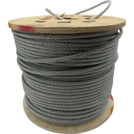 Galvanised Steel Wire Rope Cable 6MM 6x7 (100M Reel 6 x 7 Rigging Marine) (1/4)