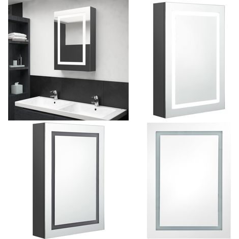 LED-Spiegelschrank fürs Bad Grau 50x13x70 cm - LED-Spiegelschrank - Badezimmermöbel - Kosmetikspiegel - Wandregal - Aufbewahrungsschrank - Home & Living (1/5)
