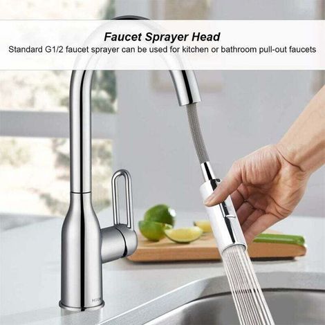 Douchette Robinet Cuisine, Tête de pulvérisateur de Robinet, Douchette Evier Cuisine-G1/2 pièces de Rechange de buse de Robinet de Douche Durable plaqué Argent pour Cuisine et Salle de Bain (1/4)