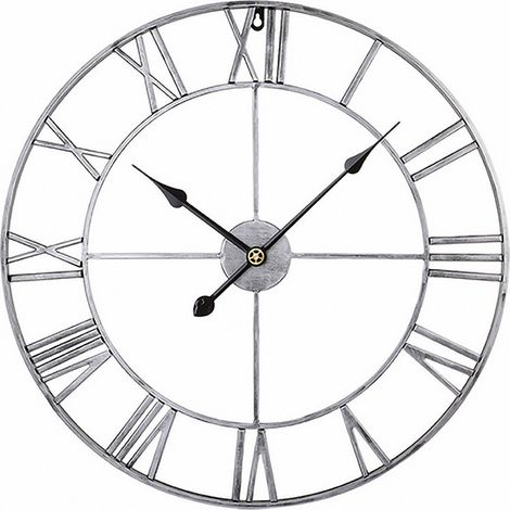 Horloge murale numérique silencieuse Iron Silent - A93-40CM - Style rétro argent et noir - Aiguilles (1/5)