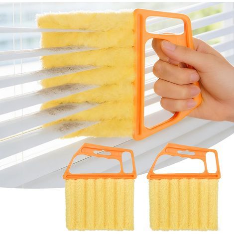 Lot de 2 outils de nettoyage pour stores vénitiens, plumeau humide et sec pour stores avec poignée ergonomique, brosse de nettoyage (1/4)