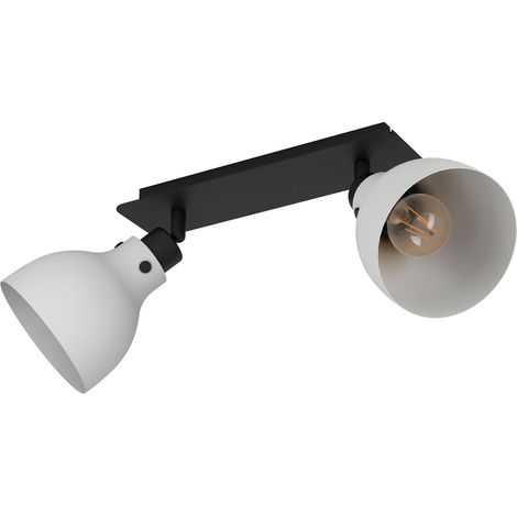 EGLO Deckenstrahler Matlock, 2-flammige Deckenlampe mit schwenkbaren Spots, Deckenleuchte Industrial Design aus Metall in Schwarz und Grau, Deckenspot mit E27 Fassung