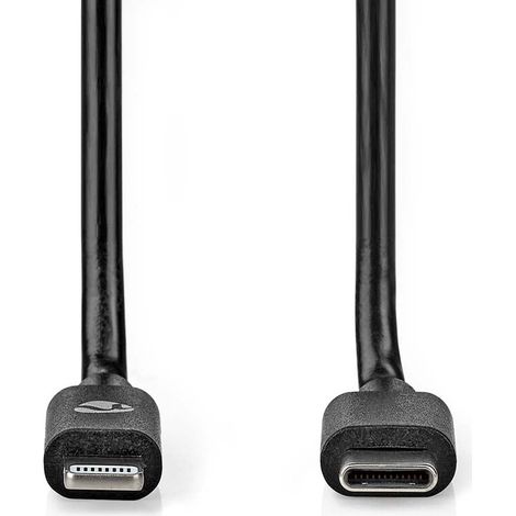 Nedis Lightning Kabel / USB 2.0 / Apple Lightning 8-Pin / USB-C™ Stecker / 480 Mbps / Vernickelt / 1.00 m / Rund / PVC / Schwarz / Label