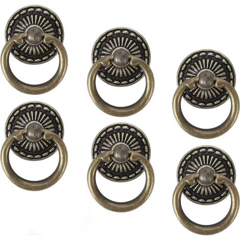 Lntyq 6 Pièces Poignée Meuble Vintage Boutons de Tiroir Vintage Porte de Placard Boutons, Commode Ancien Poignet Antique Rétro Tiroir Alliage de Zinc Bronze Poignee de Meuble Vintage pour Cuisine Arm (1/5)