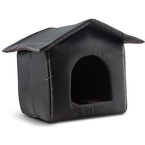 Abri extérieur pour chats errants, en tissu Oxford noir résistant aux intempéries et aux salissures, résistant aux morsures. (1/4)
