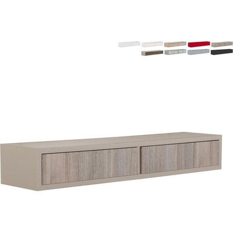 Étagère murale avec tiroir – Chêne brun et moka – Dimensions 88,2 x 13,4 x 20 cm – Fixation invisible – Charge maximale 10 kg – Domino