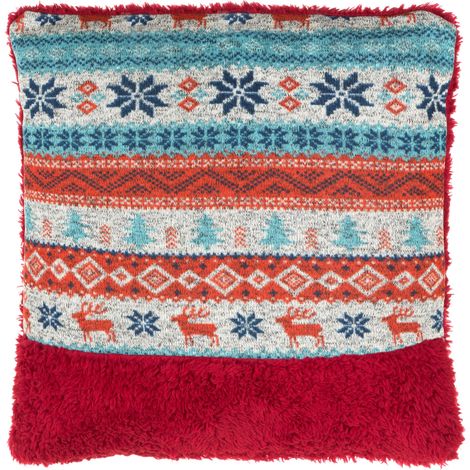 Interiors by Premier Fairisle Red Throw Cushion, Polyester Décor Cushion for Relaxing, Washable Cushion for Sofa, Bed, Chair