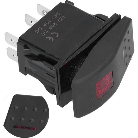 Lot de 2 interrupteurs à bascule étanches marche/arrêt pour voitures, bateaux et camions, 5 broches, 12-24 V, modèle lumineux (1/5)