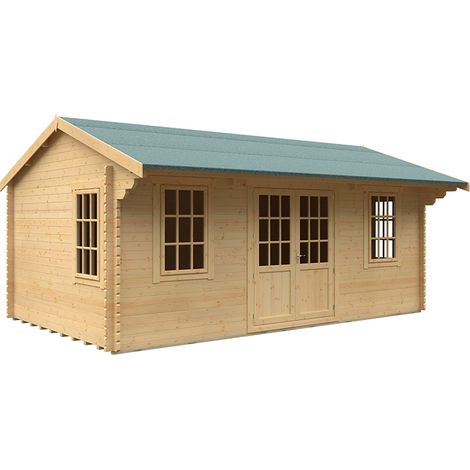 20x12 The Dalton 44mm Cabin - L595 x W355 x H293.2 cm - Solid Wood/Softwood/Pine - Natural