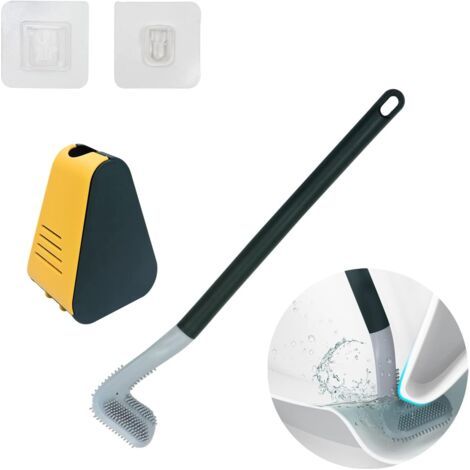 Nouveau Manche Long Brosse Toilette Golf, Brosse et Support en Silicone à 360 Degrés, Brosse Nettoyante Flexible pour Le Nettoyage, Brosse de Toilette Murale pour La Maison (Vert) (1/5)