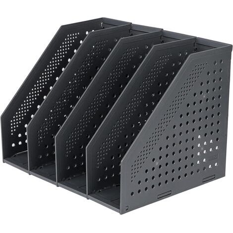 Zusammenklappbarer Zeitschriftenständer mit 4 Fächern, verstellbare Aufbewahrungsbox, Schreibtisch-Organizer, Buchstützen, Dokumentenhalter, Ständer, Ordner, Zeitschriften, Buchablagemodul, Aktenschra (1/5)