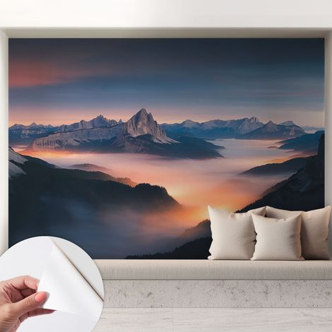 Selbstklebend Tapete modern - Wanddeko für Küche - Klebefolie Wand - luxus Look Aufgehende Sonne 208x146 cm (1/5)