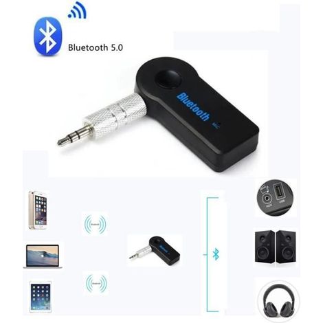 Transmetteur Bluetooth 5.0 Émetteur et Récepteur sans fil 3.5mm jack pour Voiture, Haut-parleurs, HiFi, Diffusion à Domicile (1/4)