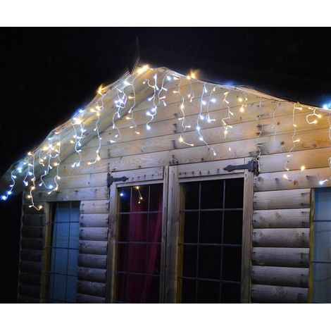 Guirlande lumineuse LED extérieure effet stalactites Snowtime 35 m (180 LED) blanc chaud et blanc glacé