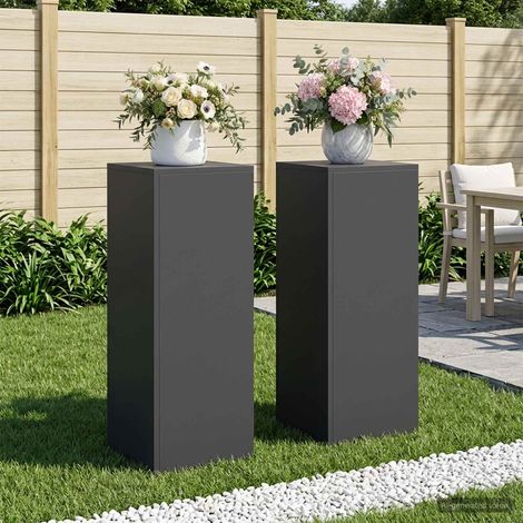 vidaXL Soporte de plantas 2 pcs Negro 30 x 30 x 80 cm Acero (1/5)