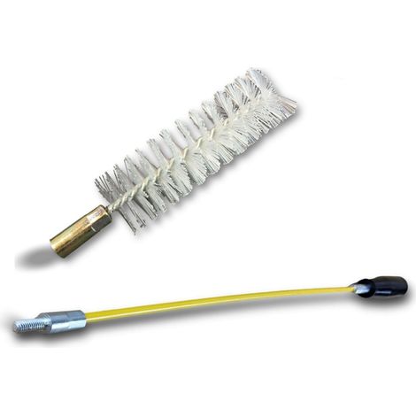 Ecouvillon NYLON Condenseur Lot de 10 avec 1 tringle flexible 48 cm Ø 30 mm Raccord laiton taraudé M6 femelle Torsade en acier galvanisé Brosse nettoyage Kibros 4TCN30Tx10 (1/5)