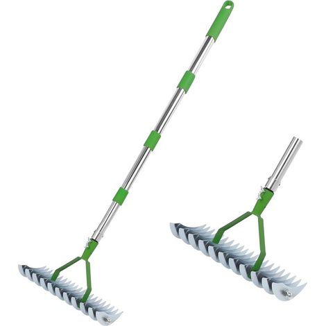 Rateau Scarificateur, Scarificateur Manuel, Scarificateur Gazon Manuel avec Manche 170 cm, Râteau De Scarification, Peigne à Gazon Polyvalent pour Désherber, Fertiliser Lawn (1/5)