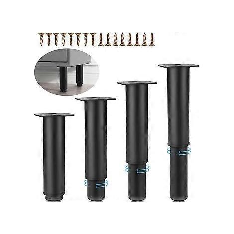 4 verstellbare Möbelfüße, verstellbare Möbelfüße aus Metall, schwarze verstellbare Füße, Möbelfüße, Badezimmermöbelfüße, geeignet für Betten