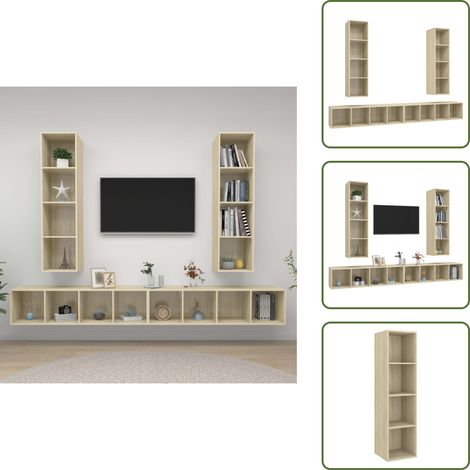 Meubles TV muraux 4 pcs Chêne sonoma Bois d'ingénierie - Meuble Tv Mural - Meuble Tv Suspendu - Étagère Murale - Rangement Tv - Armoire Tv (1/5)