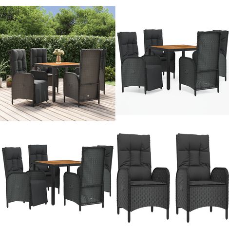 5-tlg. Garten-Essgruppe mit Kissen Schwarz Poly Rattan - Garten Essgruppe - Garten Essgruppen - Home & Living (1/5)