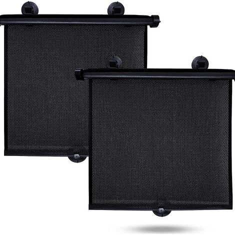 Pare-soleil rétractables pour vitres de voiture (lot de 2) Pare-soleil enrouleurs adaptés aux enfants et aux bébés Rideaux occultants pour voiture 50 cm x 50 cm