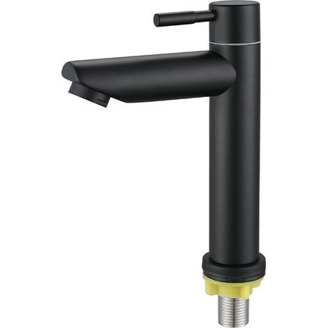 Black cold water basin tap with flexible hose connection, dedicated black basin tap. (1/5)