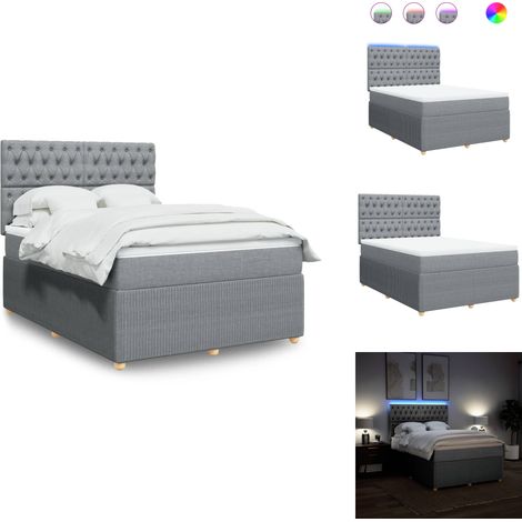 Sommier à lattes de lit avec matelas Gris clair 160x200cm Tissu - Sommier À Lattes De Lit - Sommiers À Lattes De Lit - Lit - Meuble De Chambre À Coucher (1/5)
