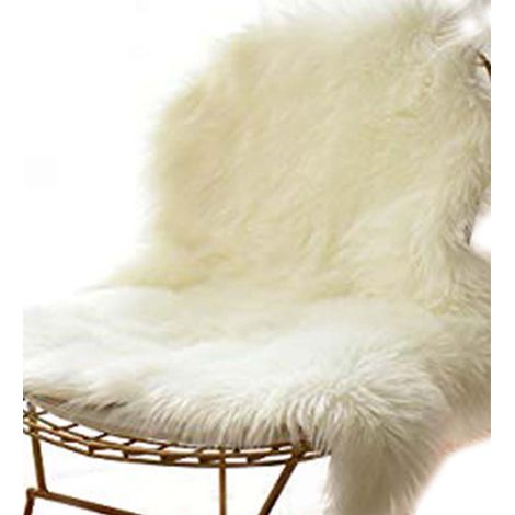 Housse De Chaise De Luxe En Fausse Peau De Mouton Douce, Coussin De Siège, Tapis En Fourrure De Peluche Pour Chambre à Coucher, 0,6 X 0,9 M, Blanc