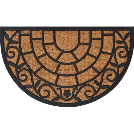 Tapis de porte demi-rond antidérapant intérieur extérieur 45 x 75 cm en caoutchouc noir