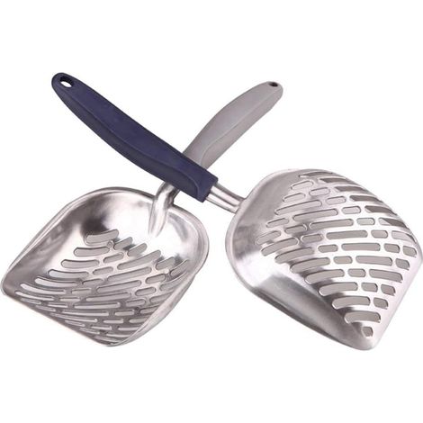 Cat Litter Shovel, Strong Metal Litter Scoop for Pets Durable Pet Sifting Shovel (14in x 5.5 x 1.67in,Random Send Blue, White, Black) (1/5)