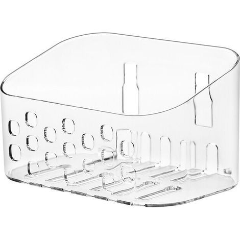 Lntyq Petit panier de douche mural sans perçage pour salle de bain et cuisine, plastique transparent (1/4)