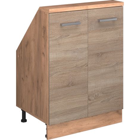 Dachschrägenschrank Rion, Sonoma/Goldkraft Eiche, mit 2 Türen, Vicco
