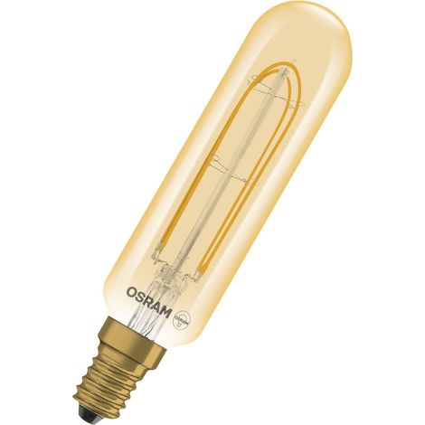 OSRAM Tube LED Vintage 1906 T28 Filament, 4,8 W, E14, doré, transparent, T28, installation murale, surface de présentation, montage de meubles, éclairage encastré, barre lumineuse (1/5)