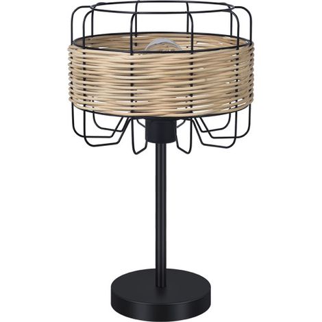 Zenda Tischleuchte 1xe27 Schmiede/Rattan 44x25x25 cm