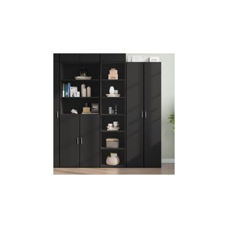 Buffet haut noir 45x41x185 bois d'ingénierie (1/5)