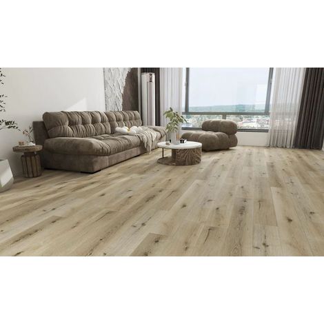 Sol PVC - Lames PVC clipsable avec sous couche intégrée- GARANTIE 20 ans- Epaisseur 5,5 mm - Imitation chêne clair - Dimensions L 122 cm x l 23 cm (1/5)