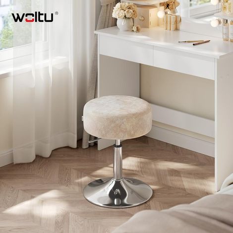 WOLTU Sgabello Girevole Altezza Regolabile 44 - 56 cm Velluto Sedia Girevole 360°Della Seduta Cachi