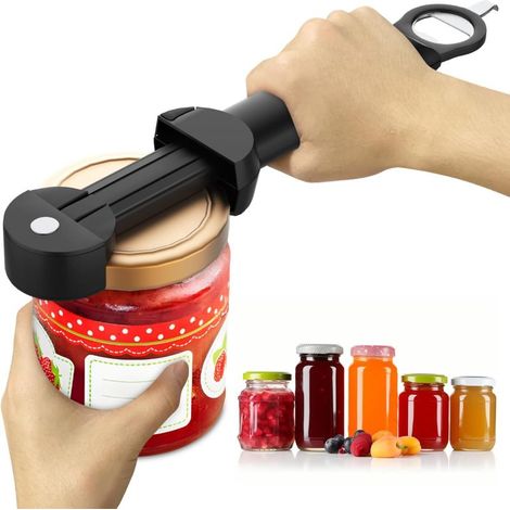 Jar Opener Bottle Opener for Seniors with Arthritis, Multi Retractable Magnetic Can Opener, Jar Grippers for Opening Jars, Kitchen Gadgets for Weak Hands and Senior Arthritis (Black) (1/5)