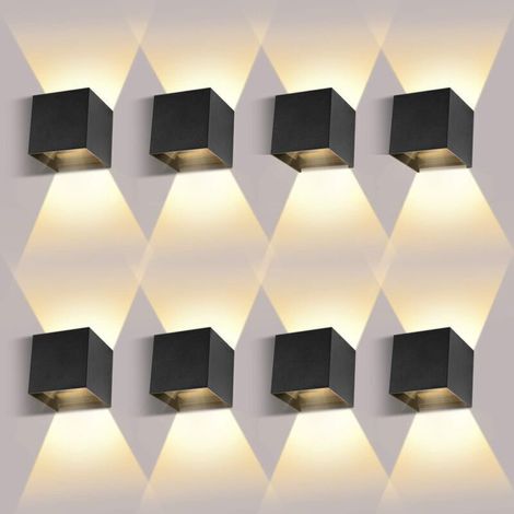 8er-Pack Wandleuchten für den Innen- und Außenbereich, 12 W, 3000 K, verstellbarer Abstrahlwinkel, schwarz, IP65 wasserdicht [Energieklasse F]
