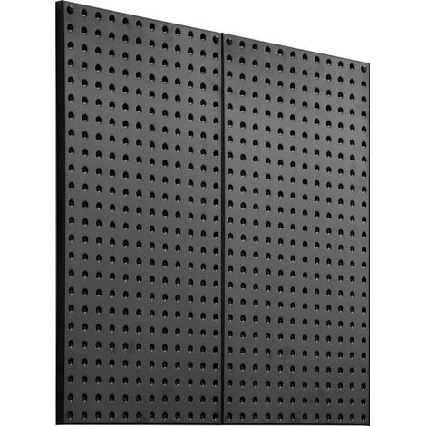 Panneau perforé en acier robuste, 2 panneaux de 81 x 41 cm, noir, idéal pour rangement mural atelier, garage, cuisine, bureau. (1/5)