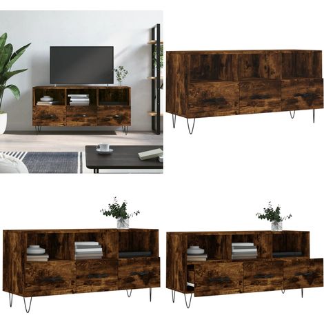 TV-Schrank Räuchereiche 102x36x50 cm Holzwerkstoff - TV Schrank - Fernsehtisch - Regal - Wohnzimmermöbel - Holzmöbel - Home & Living (1/5)
