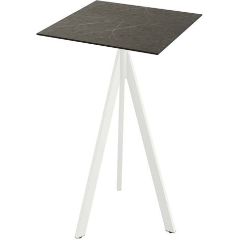 Infinity Tripod mange-debout avec piètement blanc + plateau HPL Midnight Marble 70x70 cm - Feros (1/4)